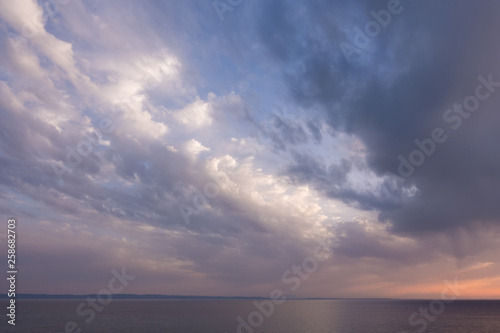 Gorgeous sea and sky colors in the dusk, Sithonia, Chalkidiki, Greece