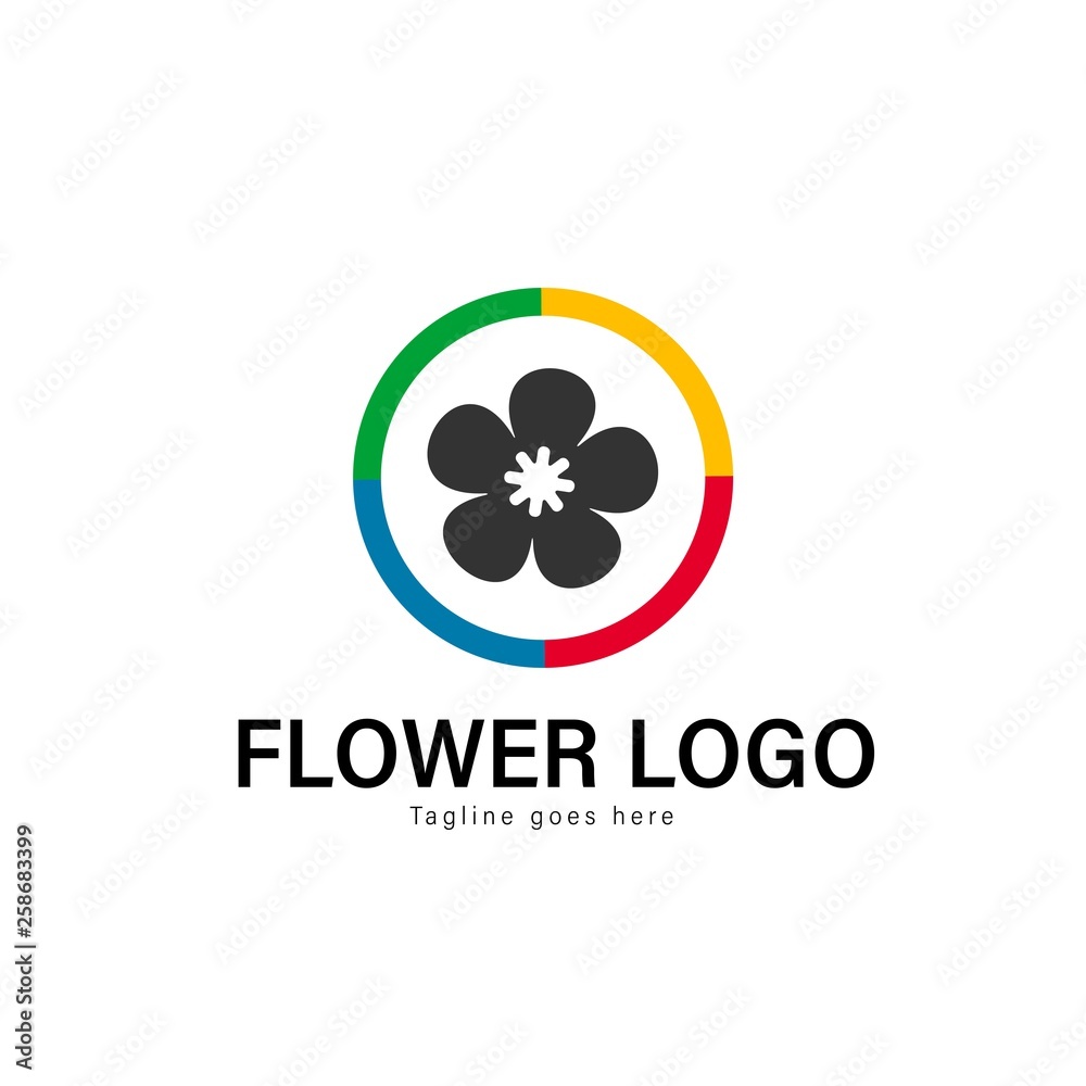 Flower logo template design. Flower logo with modern frame vector design Flower logo template design. Flower logo with modern frame vector design