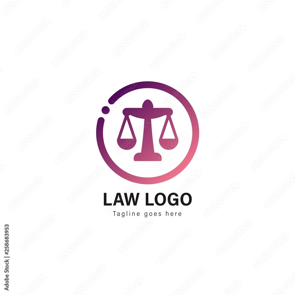 Law logo template design. Law logo with modern frame vector design Law logo template design. Law logo with modern frame vector design