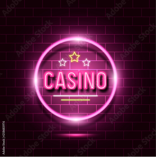 Pink neon casino banner
