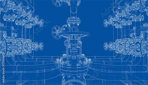 Sketch of industrial equipment. Vector