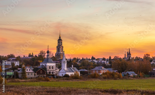 Church in Suzdal in sunrise. Gold ring of Russia