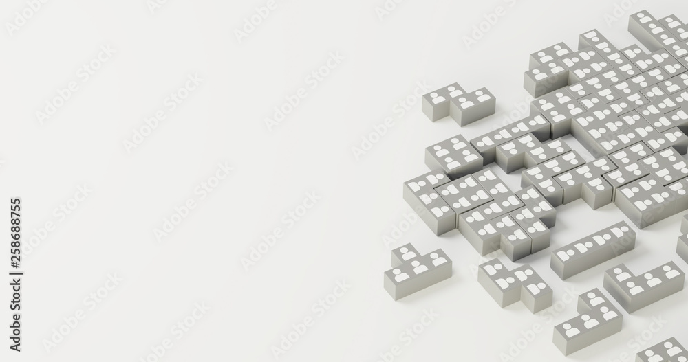 Jigsaw domino with people, infinite pieces; original 3d rendering Jigsaw domino with people, infinite pieces; original 3d rendering