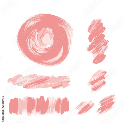 Pink brush strokes set. Pal...