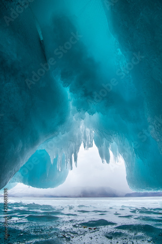 Tablou canvas Inside the ice cave. Lake Baikal, Siberia,  Russia