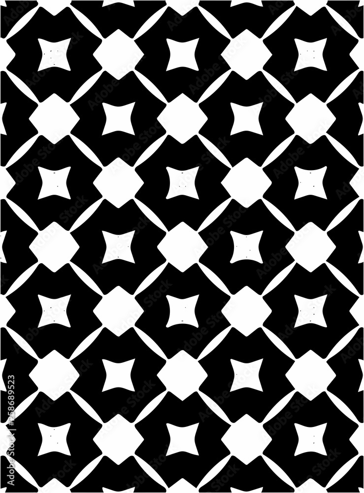 Fototapeta premium Black and white ornate geometric pattern and abstract background