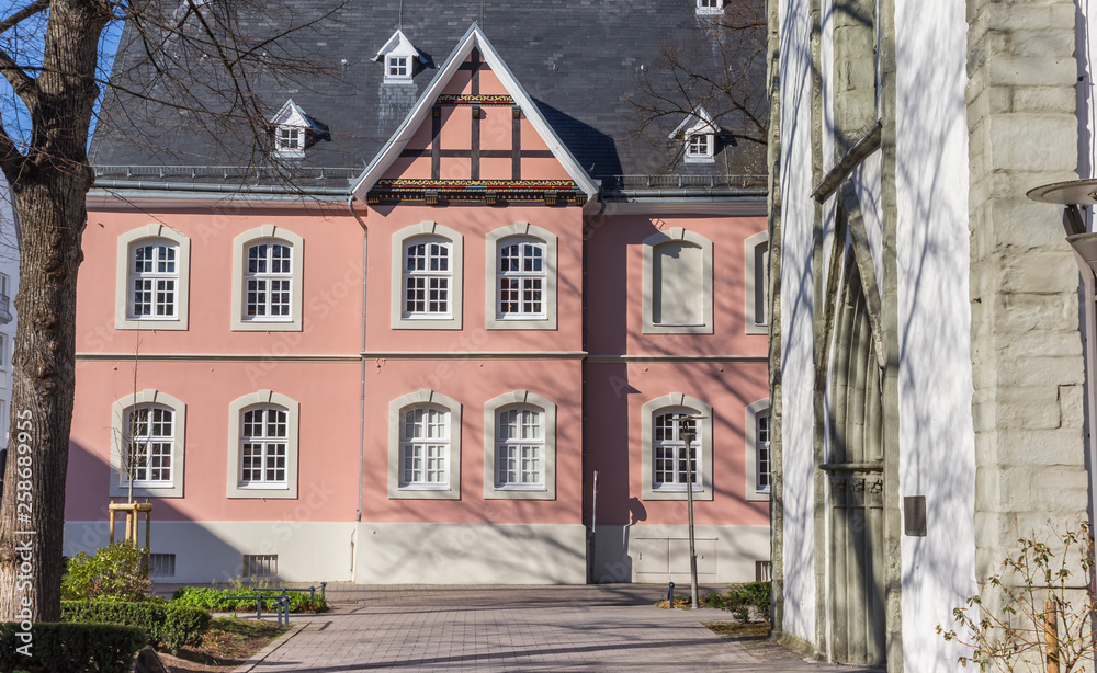 Pink building in the historic center of Lippstadt, Germany