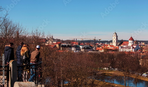 Tourists look at Vilnius Old Town