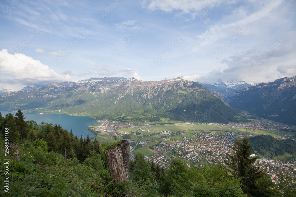 The Harderkulm is a viewpoint at 1,321 metres in the Berner Oberland region of Switzerland, overlooking the towns of Interlaken