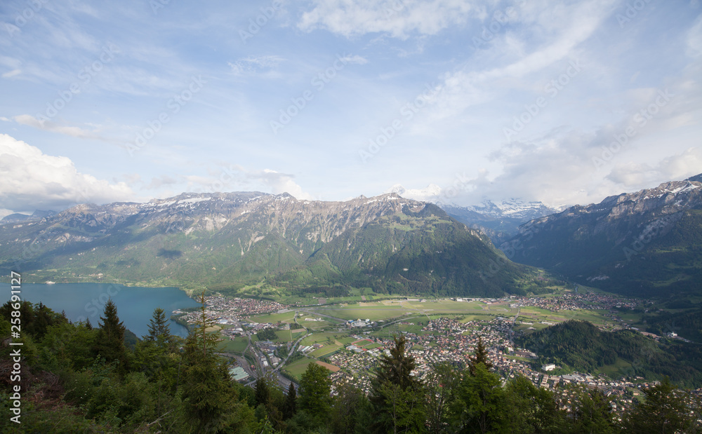 The Harderkulm is a viewpoint at 1,321 metres in the Berner Oberland region of Switzerland, overlooking the towns of Interlaken