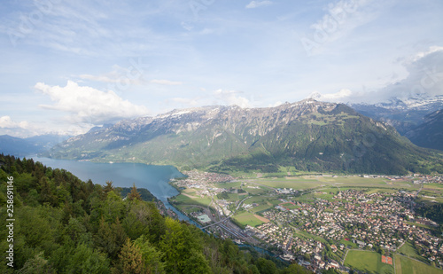 The Harderkulm is a viewpoint at 1,321 metres in the Berner Oberland region of Switzerland, overlooking the towns of Interlaken