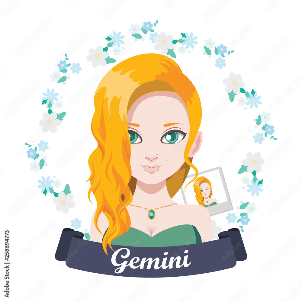 Zodiac sign illustration - Gemini Zodiac sign illustration - Gemini