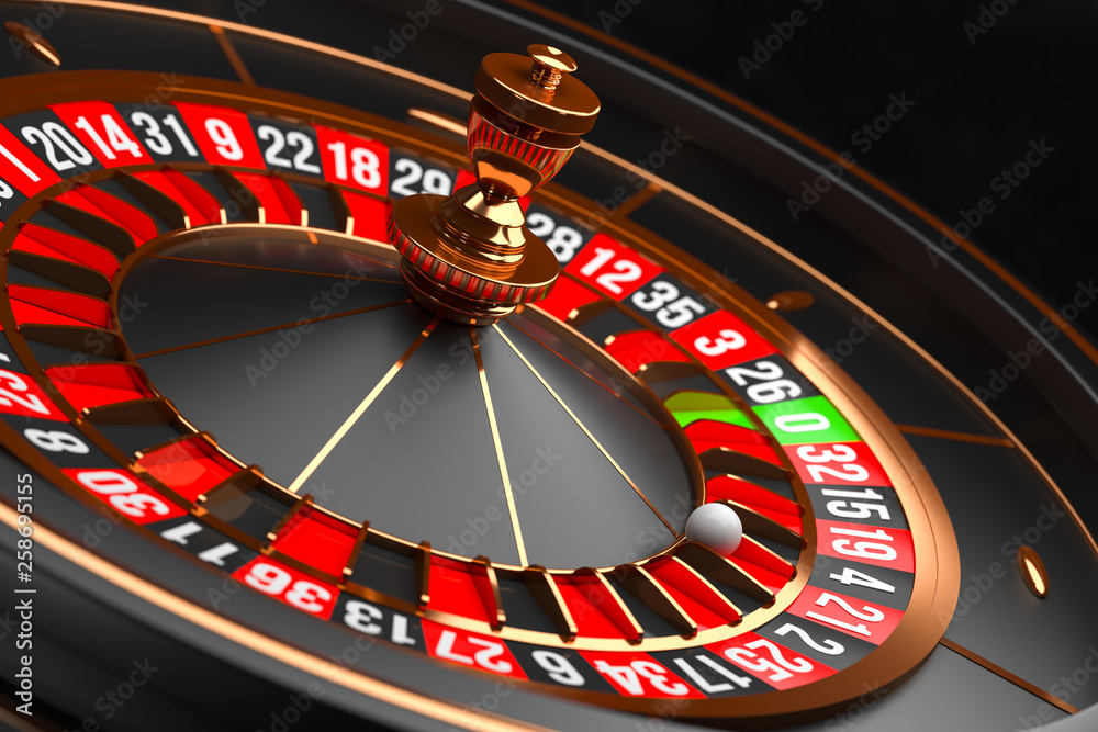 Luxury Casino roulette wheel on black background. Casino theme. Close-up black casino roulette with a ball on 21. Poker game table. 3d rendering illustration. Luxury Casino roulette wheel on black background. Casino theme. Close-up black casino roulette with a ball on 21. Poker game table. 3d rendering illustration.