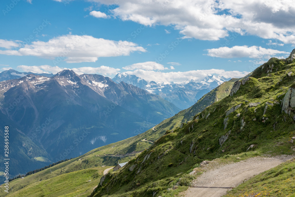 Fototapeta premium Panorama of mountains scene in national park Switzerland