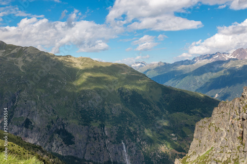 Panorama of mountains scene in national park Switzerland