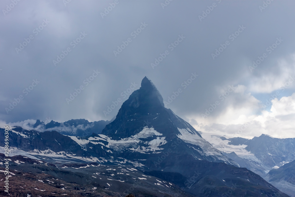 summer landscape with Matterhorn mount and glaciers Swizerland Alps