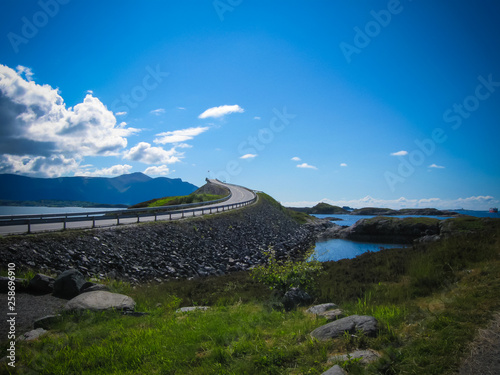 Atlantic ocean road in Norway. The Storseisundet Bridge is the longest of the eight bridges that make up Atlantic Road.