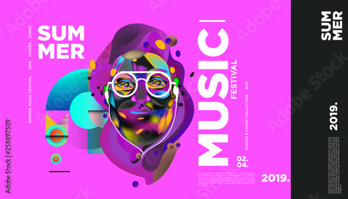 Summer Colorful Art and Music Festival Banner and Cover Template for Event, Magazine, and Web Banner. © yahya
