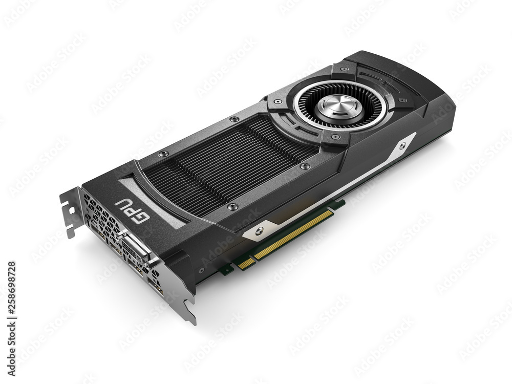 Obraz premium Modern graphic card GPU isolated on white background 3d