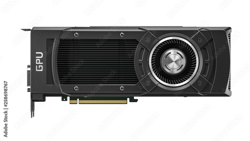 Computing GPU video card isolated on white background 3d
