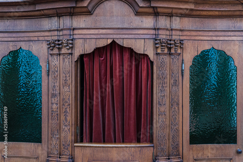 Traditional confessional to take away his sins