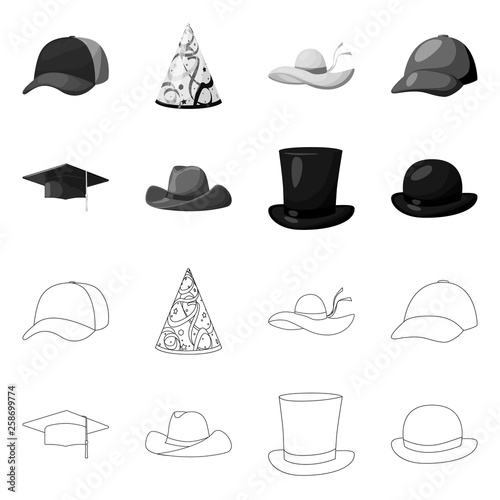 Isolated object of clothing and cap icon. Set of clothing and beret stock symbol for web.