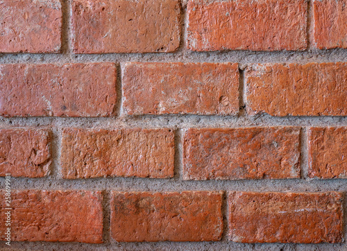 Texture of red brick block wall