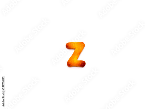 isolated biscuits letters "Z" on white background
