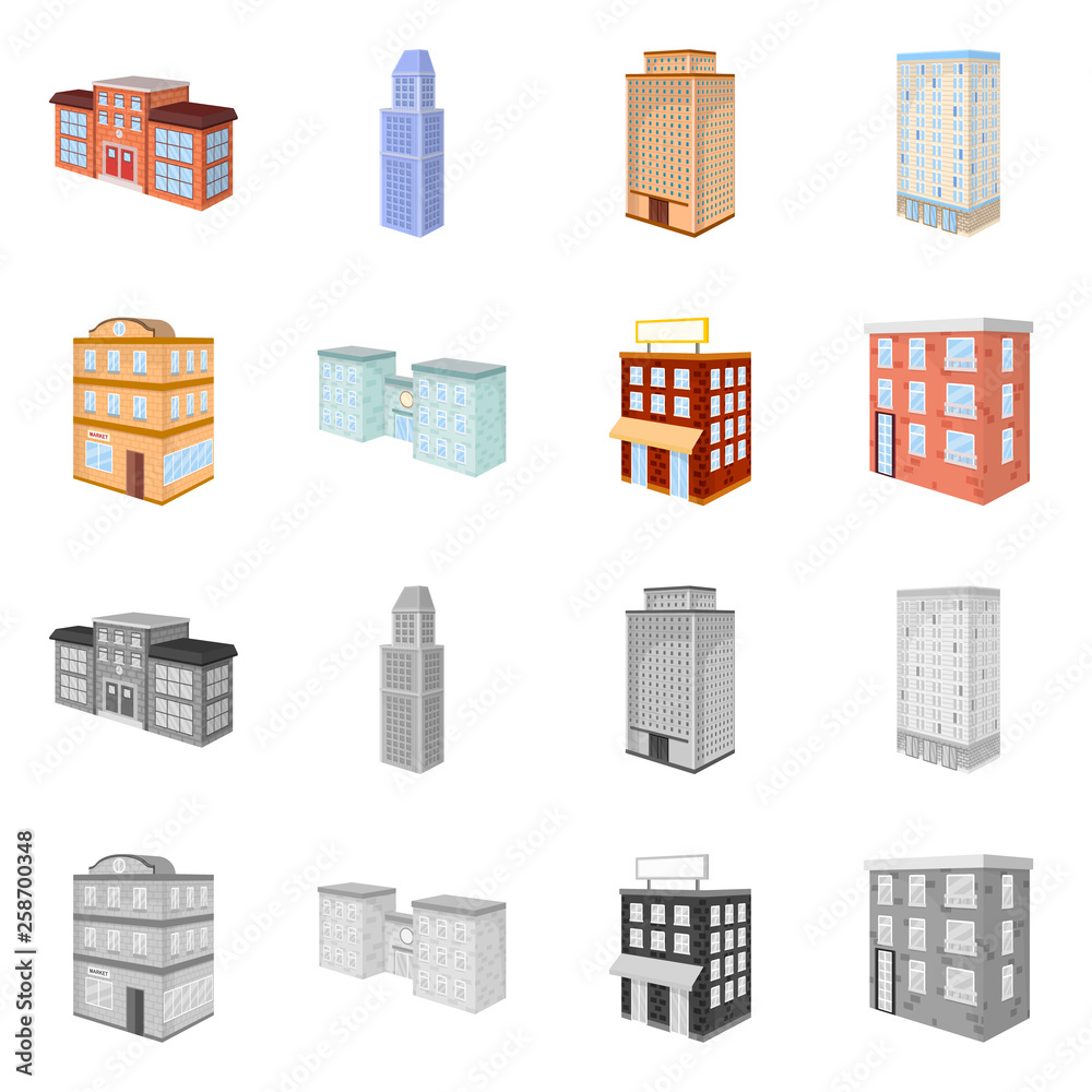 Vector illustration of construction and building icon. Collection of construction and estate stock vector illustration.