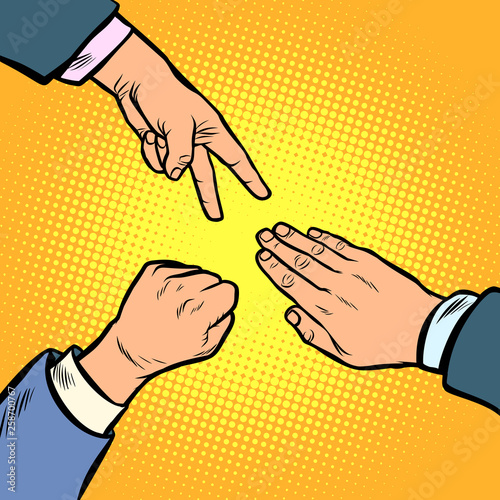 rock paper scissors game is a hand gesture