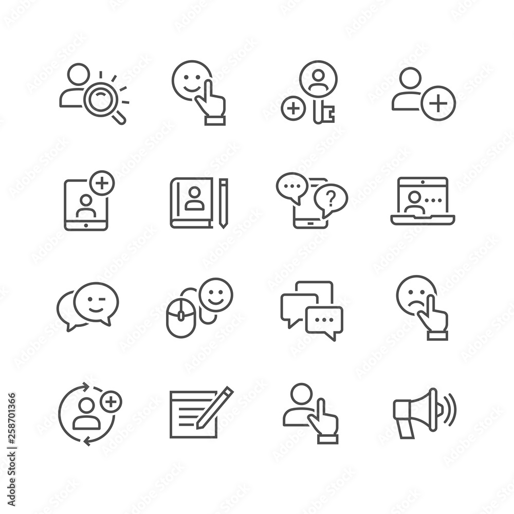 Chat and message related line icons Chat and message related line icons