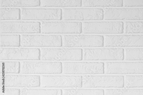 White brick wall texture background, copy space.
