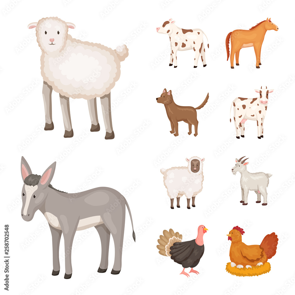 Isolated object of farm and food logo. Collection of farm and countryside stock symbol for web.