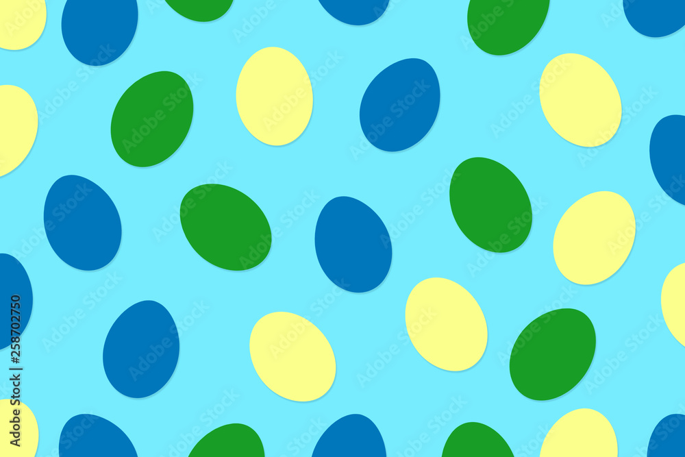 Easter background with colorful eggs on a blue background. Backgrounds Easter background with colorful eggs on a blue background. Backgrounds