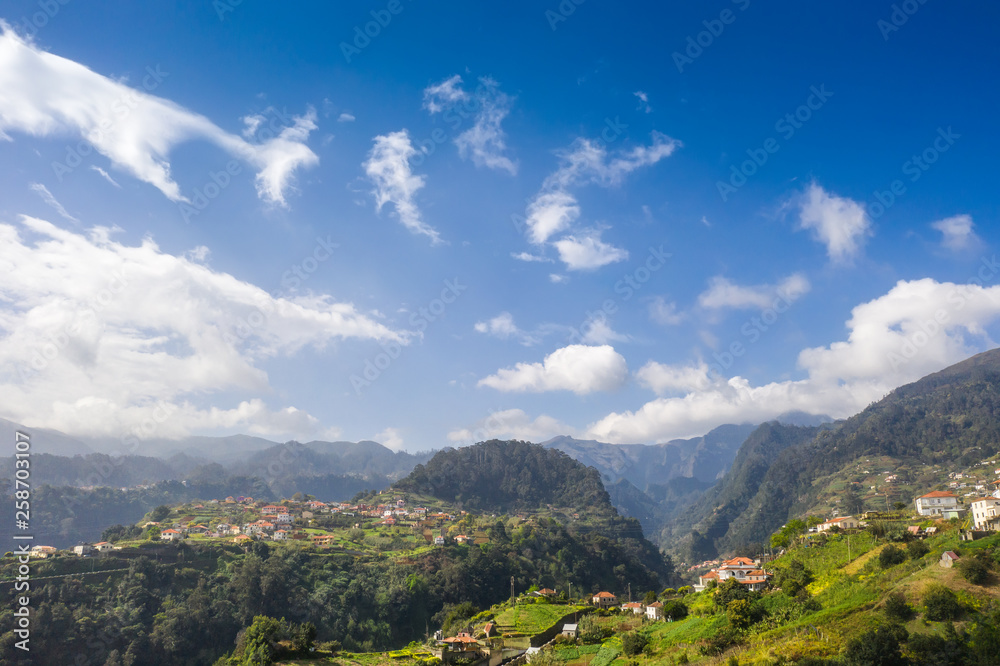 Fototapeta premium Scenic mountain landscape of Madeira island, Portugal, in summer.