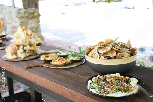 rustic dup platter served on timber boards outside