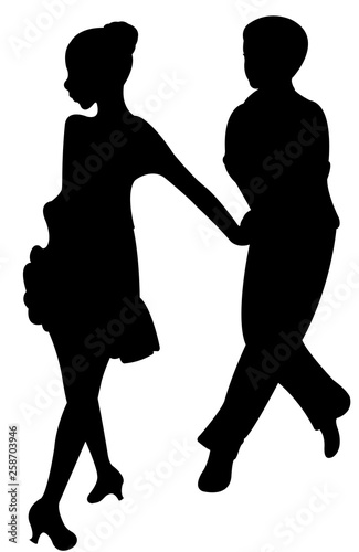 a couple dancing silhouette vecor 