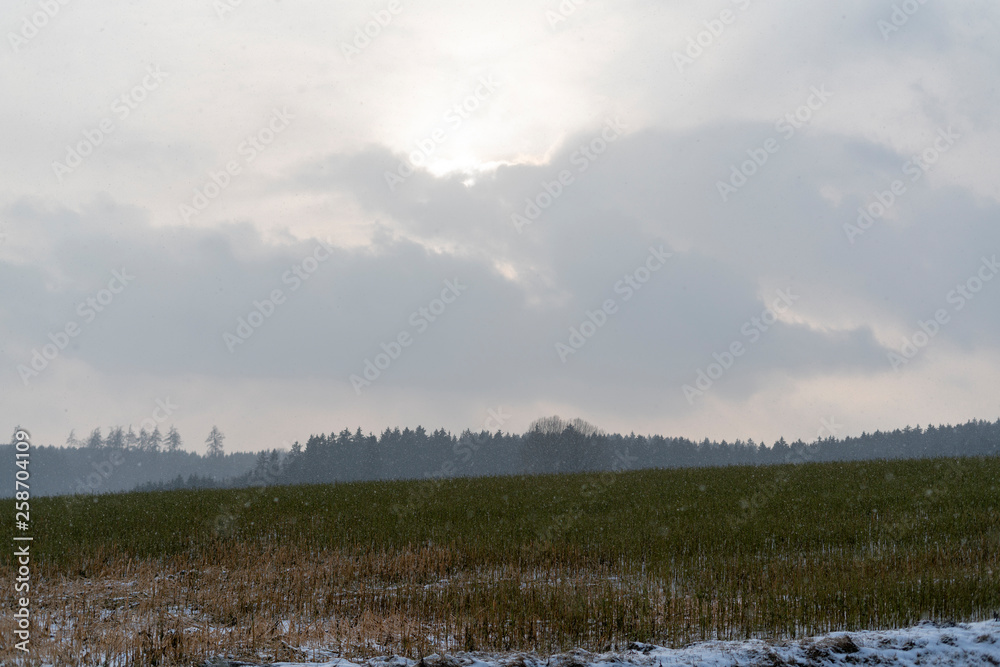Winter schnee landschaft mit Wahrzeichen