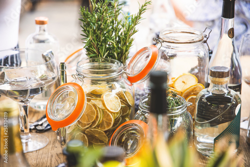Konstfotografi Classy, rustic Gin Bar ingredients