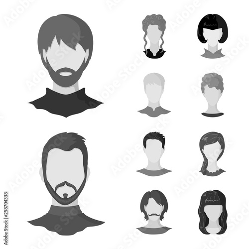 Isolated object of character and profile logo. Set of character and dummy stock symbol for web.