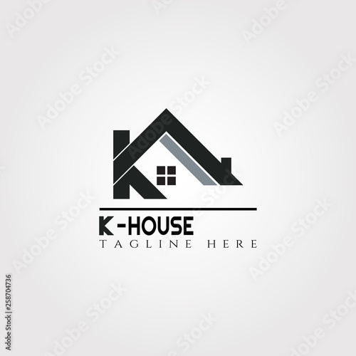 House icon template with K letter- home creative vector logo design, architecture, building and construction