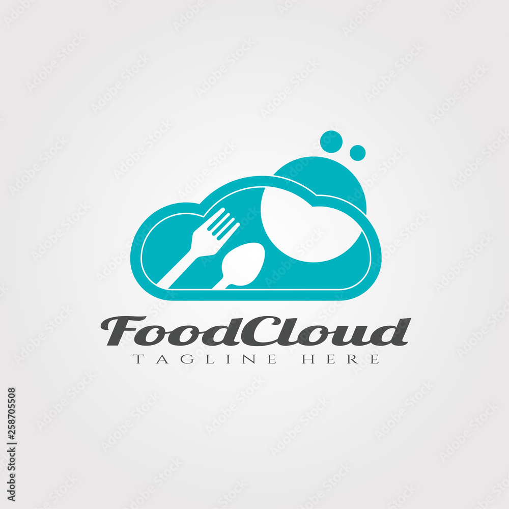 Obraz premium Cloud food vector logo design,food icon