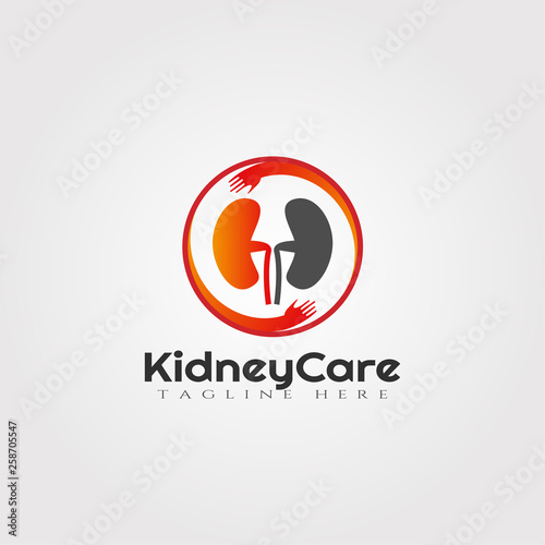 Kidney care vector logo design,healthcare and medical icon