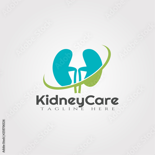 Kidney care vector logo design,healthcare and medical icon