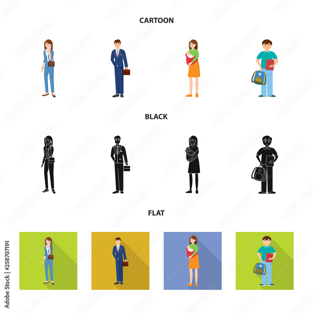 Vector design of character and avatar  icon. Collection of character and portrait stock symbol for web.