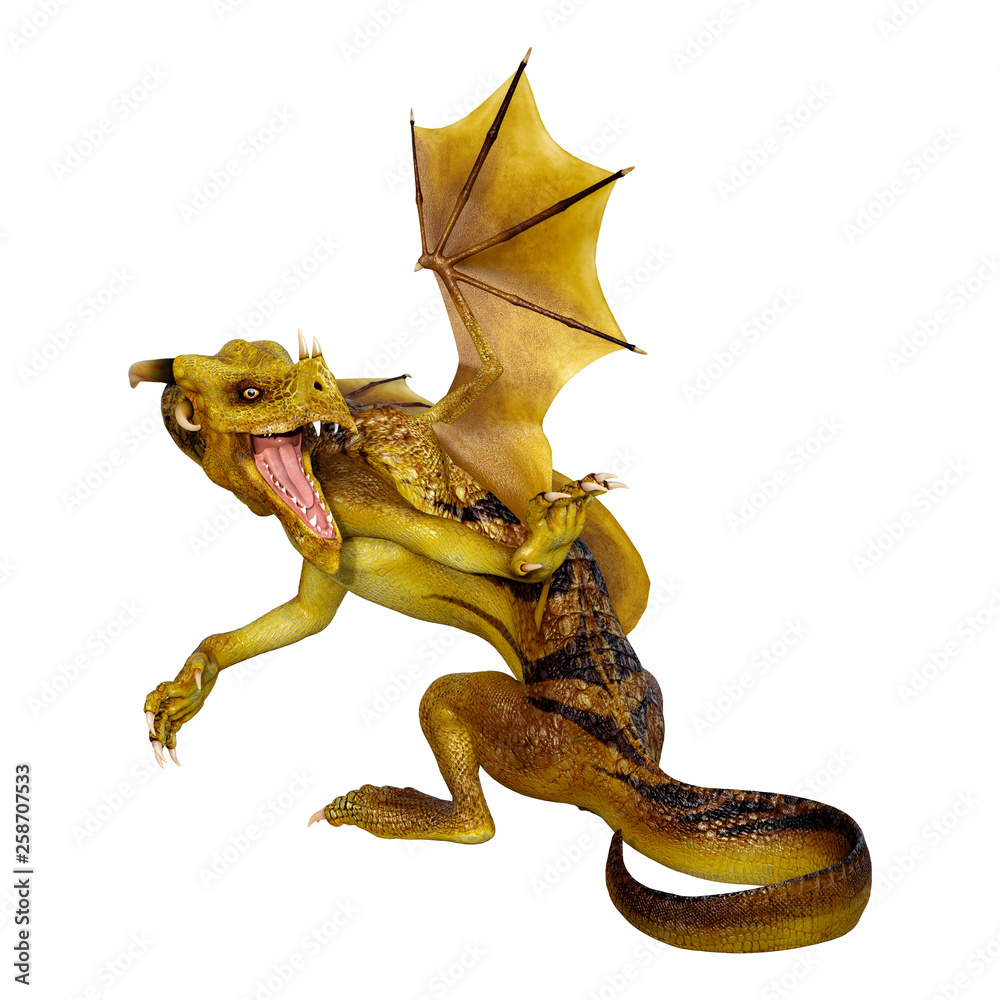 Fototapeta premium 3D Rendering Fairy Tale Dragon on White