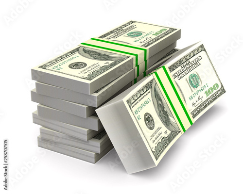 money on white background. Isolated 3D illustration