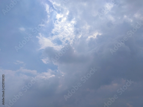 White soft cloud texture on blue sky background