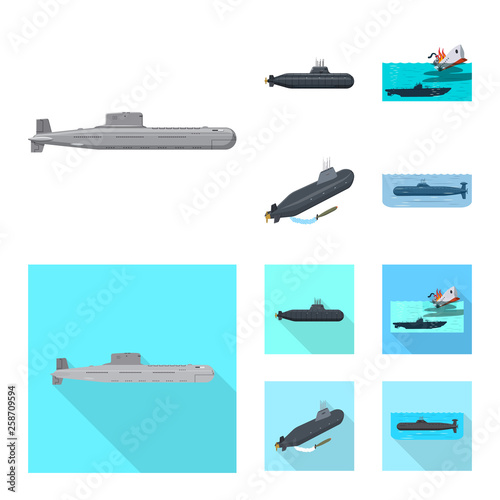 Vector design of war  and ship logo. Collection of war  and fleet vector icon for stock.