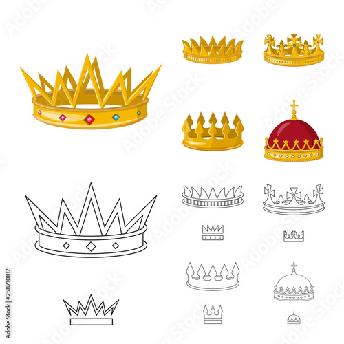 Isolated object of medieval and nobility symbol. Collection of medieval and monarchy stock vector illustration.